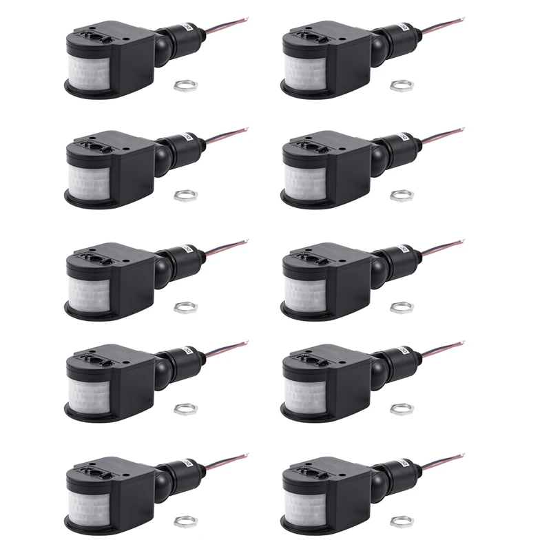 10X Outdoor 12V DC Automatic Infrared PIR Motion Sensor Switch For LED Light, Black