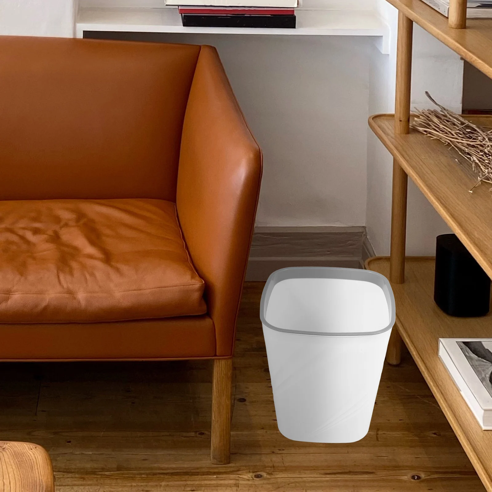 Large Capacity Trash Can Black White PP Material Bathroom Office Kitchen Garbage Container Lidless Design Easy Clean