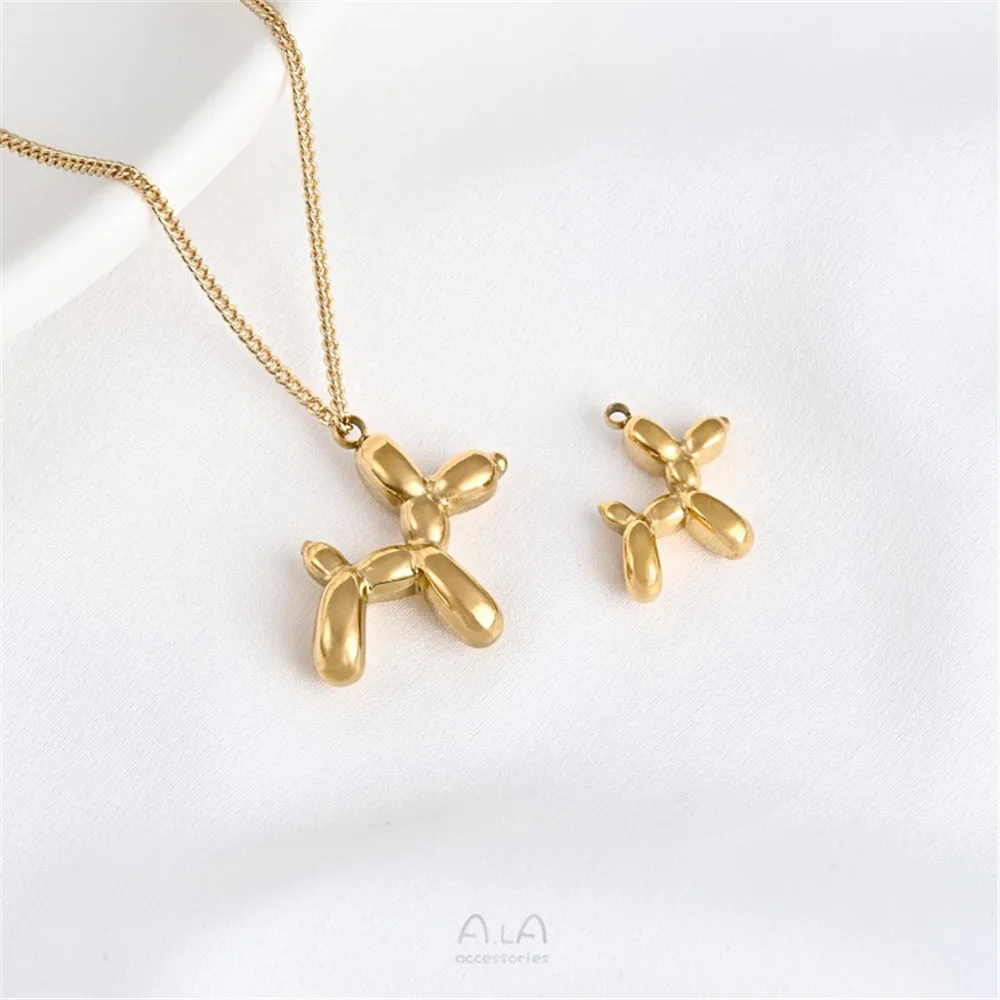

Color-keeping Titanium Steel Vacuum Plated 14K Gold Balloon Dog Pendant Handmade Jewelry Pendant Diy Bracelet Necklace Pendant
