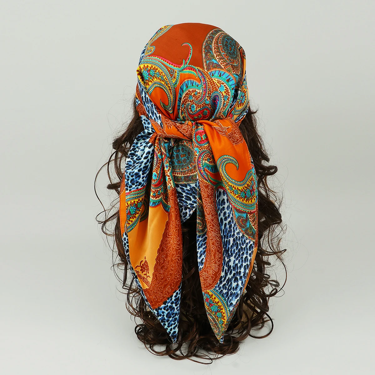 Spring new multi-color cashew color diced 90*90 square silk scarf scarf bag tie with hand gift scarf shawl