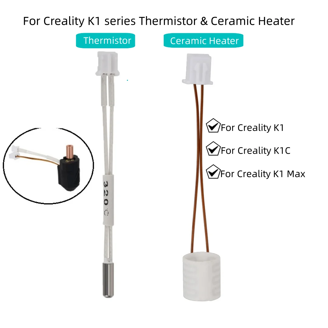 For Creality K1 K1C K1 MAX Ceramic Heater K1 Max Hotend Ceramic Heating Tube 24V 60W High Thermal Conductivity