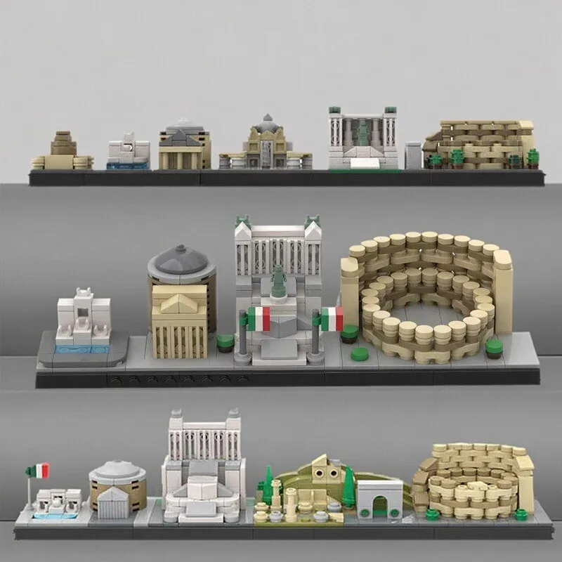 MOC Creative City Landmark Architecture Rome Skyline Scene Building Blocks Assembly Model Children's Assembly Toys Birthday Gift