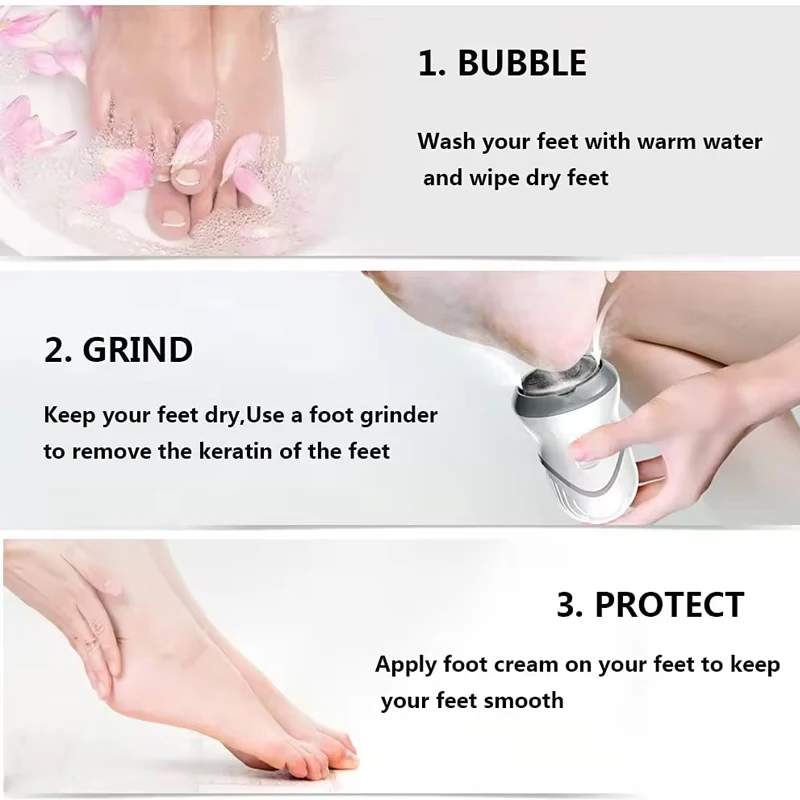 自動ペディ掃除機,角質除去ツールセット,フットファイル,カルス除去剤,ペディキュアツール,3D
