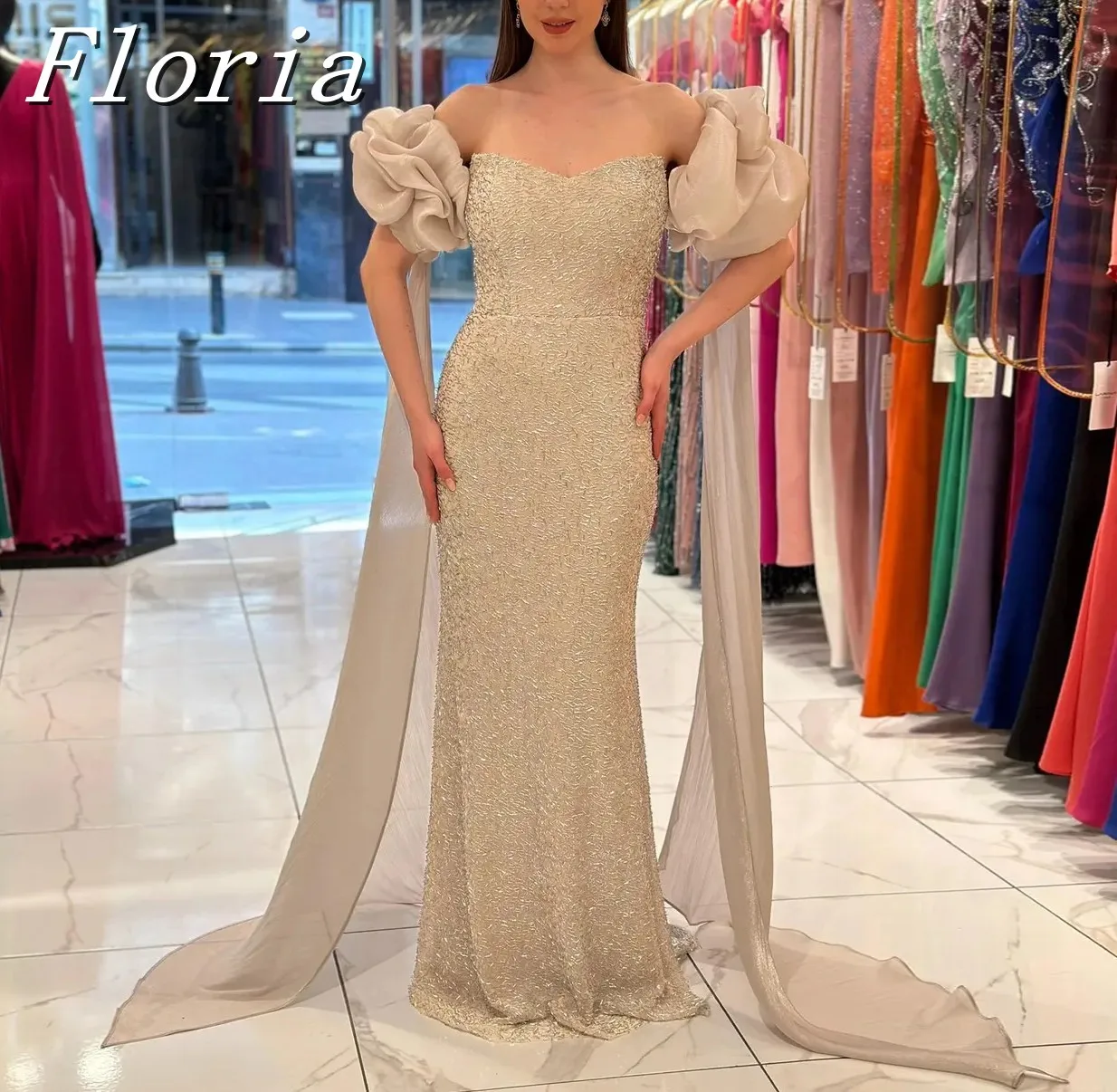 

New Strapless Mermaid Cap Sleeves Sweeetheart Evening Dress Chic Prom Gown Robes De Soirée Customized Celebrity Dresses