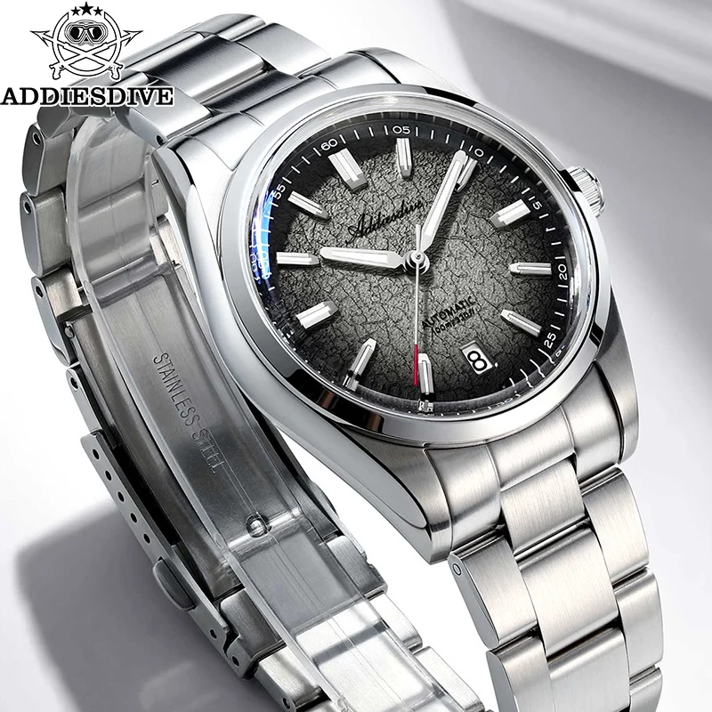

ADDIESDIVE New AD2091 Luxury Automatic Watch 100m Waterproof Stainless Steel Gradient Dial Men Mechanical Diving Watches for Men