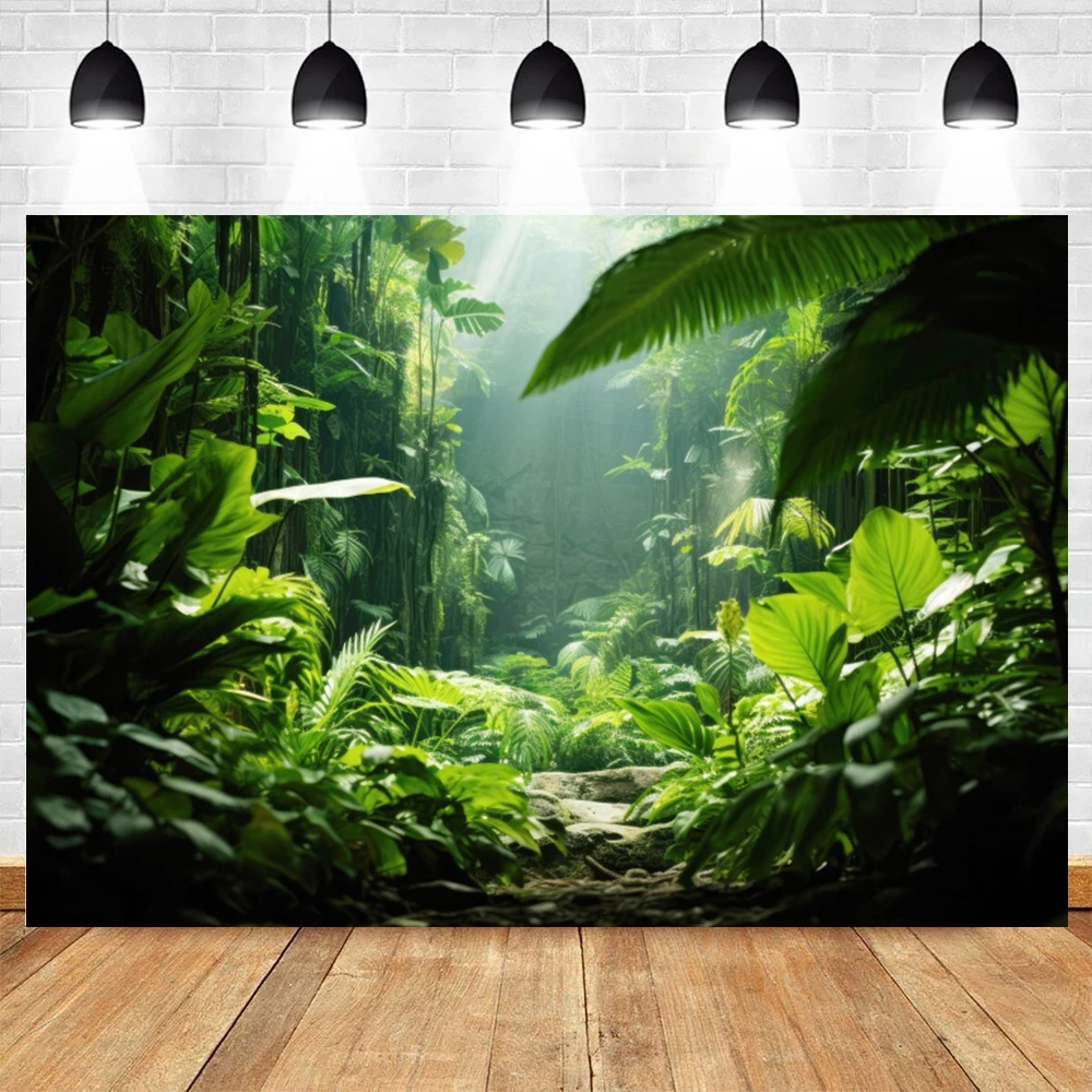 Tropical Rainforest Backdrop Green Trees Baby Shower Birthday Party Portrait Photography Background Wall Decor Photostudio Props