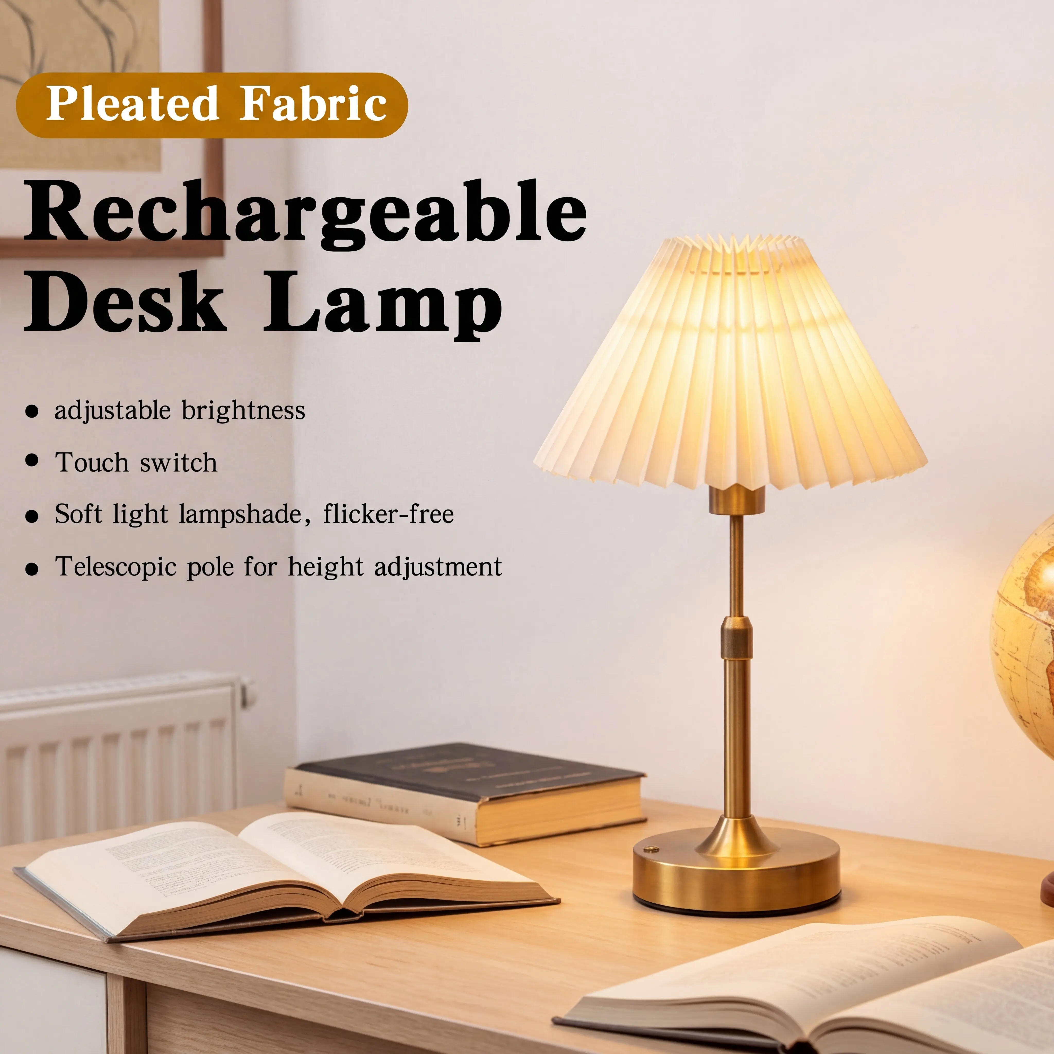 

Беспроводная настольная лампа с регулируемой яркостью, перезаряжаемая светодиодная лампа для чтения для спальни, кабинета, офиса, кафе, ресторана с 3 цветовыми режимами