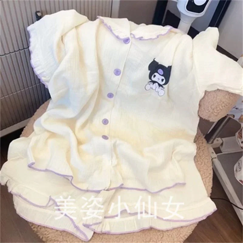 Pyjama à manches courtes Hello Kitty Kuromi Pochacco Ins, ensemble de service à domicile Goals, doux et mignon, dessin animé d\'été, Kawaii, 600