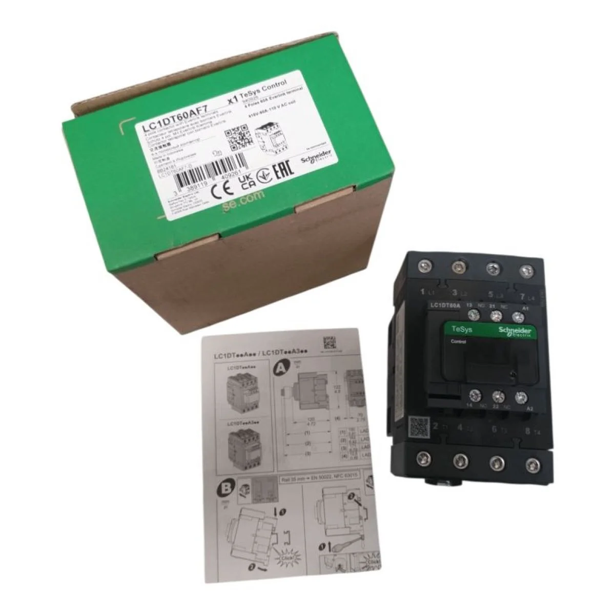 LC1DT60AF7 LC1-DT60AF7 contactor,4P(4NO),AC-1,=440V 60A,110V AC 50/60Hz coil