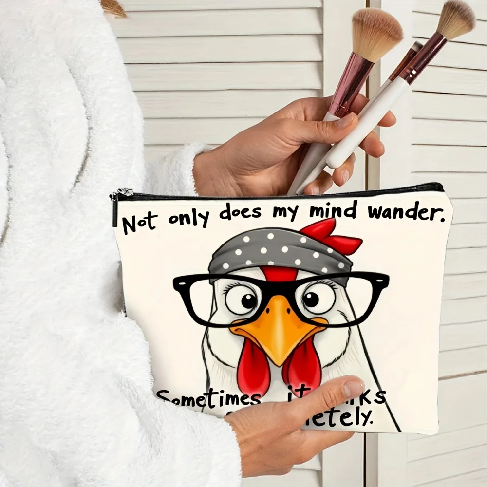 Bolsa de maquiagem de frango de desenho animado ACute – uma linda bolsa multifuncional com zíper, bolsa de armazenamento de joias