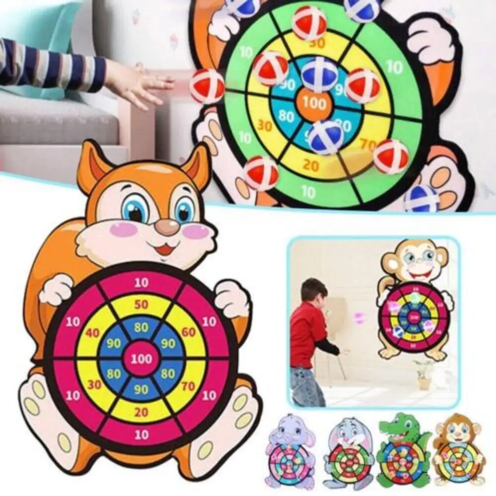 Cartoon Animal Dart Board para crianças, educação, acessórios esportivos, elefante brinquedo aritmético, bola pegajosa