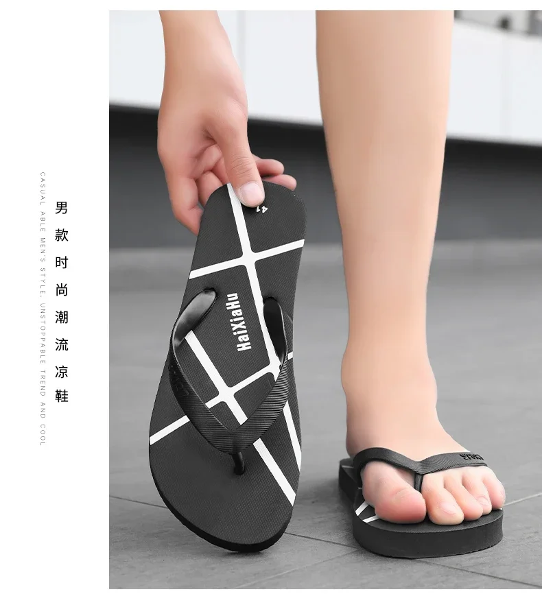 Herren Schwarze Klassische Flip-Flops Rutschfeste Strandsandalen Damen Schnelltrocknende Lässige Flache Bequeme Sommer-Zehenstegsandalen für Drinnen und Draußen – Detail 12