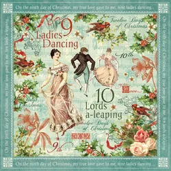 6Pcs/Pack Vintage Retro Christmas 12 Days Fairy Ladies Sticker DIY Craft Scrapbooking Album Junk Journal Decorative Stickers