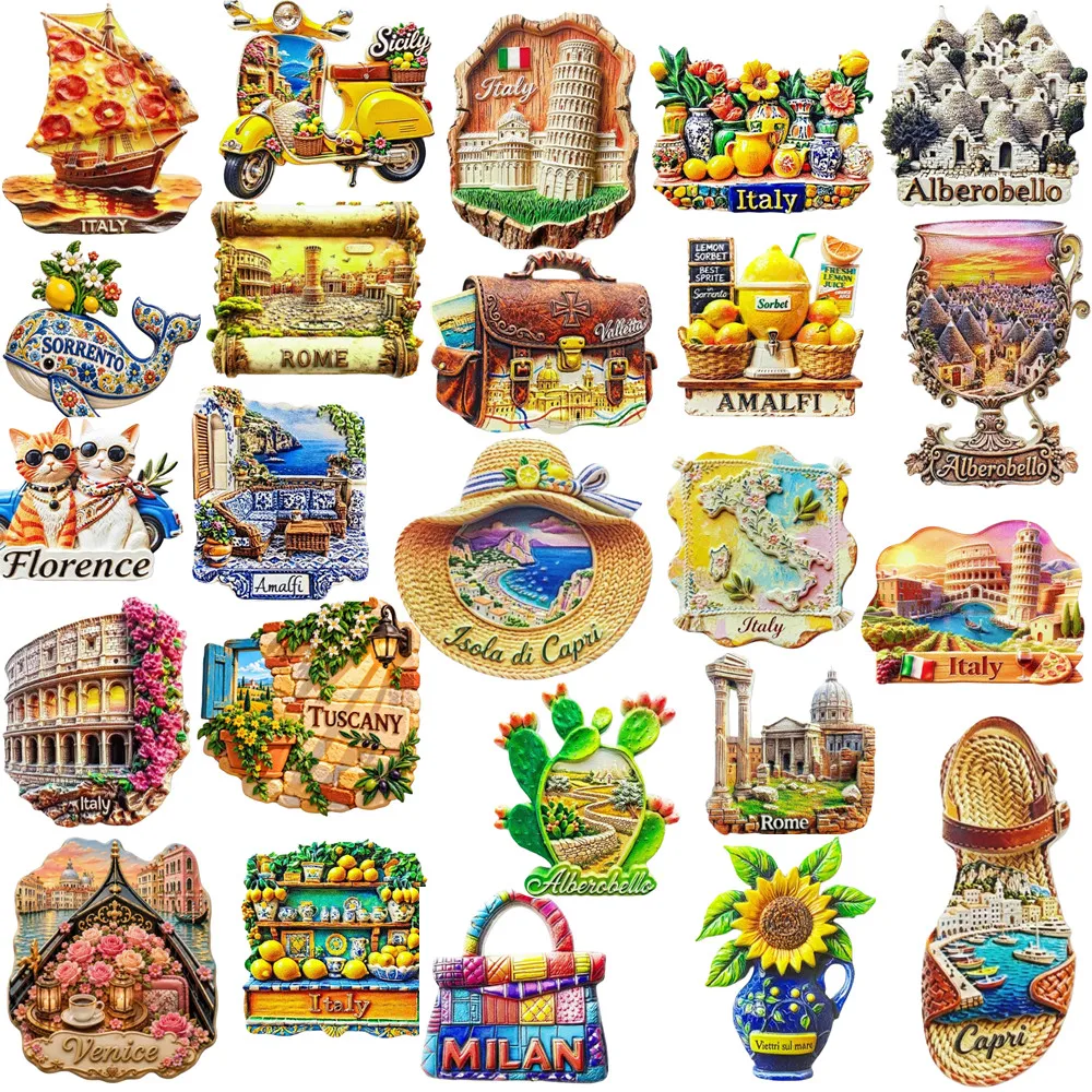 Europe Italy Jtaly  Aiberobello Rome  Etc 3D Fridge Magnets Tourism Souvenir Refrigerator Magnets Sticker