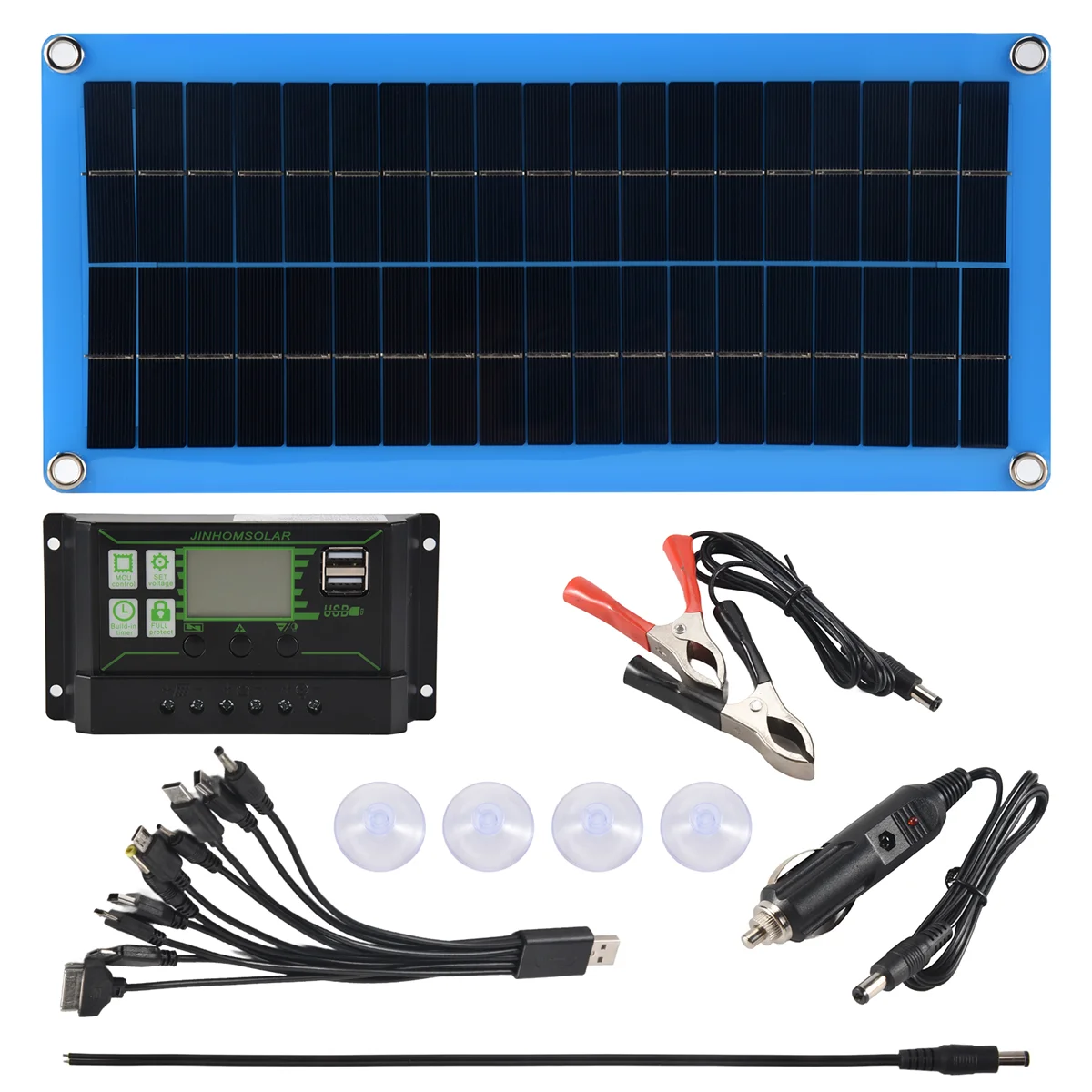 300W Solar Panel 12V 5V Dual USB Controller Waterproof Monocrystalin Solar Cells Battery Charger -100A