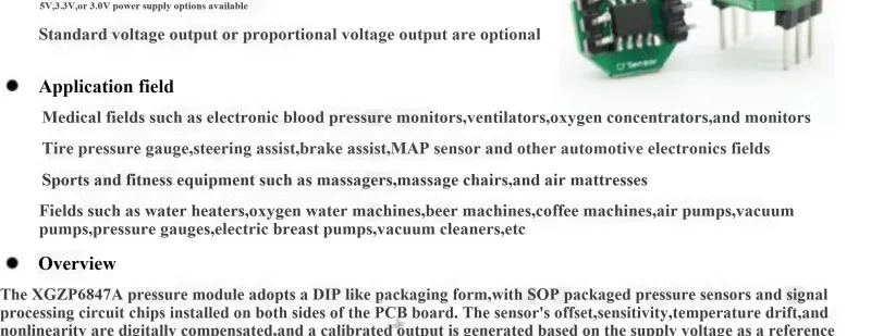 XGZP6847A Gasdruck-Elektronisches Blutdruckmessgerät Sensor-Sendermodul Barometer 0-40kPa Schlauch – Detail 4
