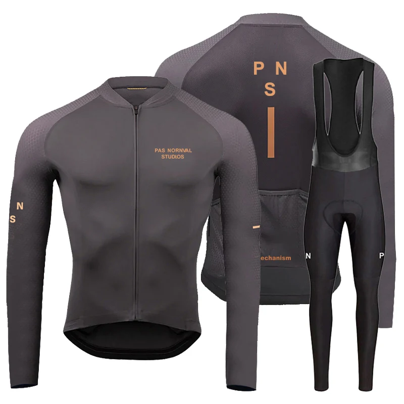 Pns Team Breathable Long Sleeve Cycling Jersey Set Bib Pants Ropa Maillot Ciclismo Bicycle Clothing MTB Bike Uniform Men Clothes