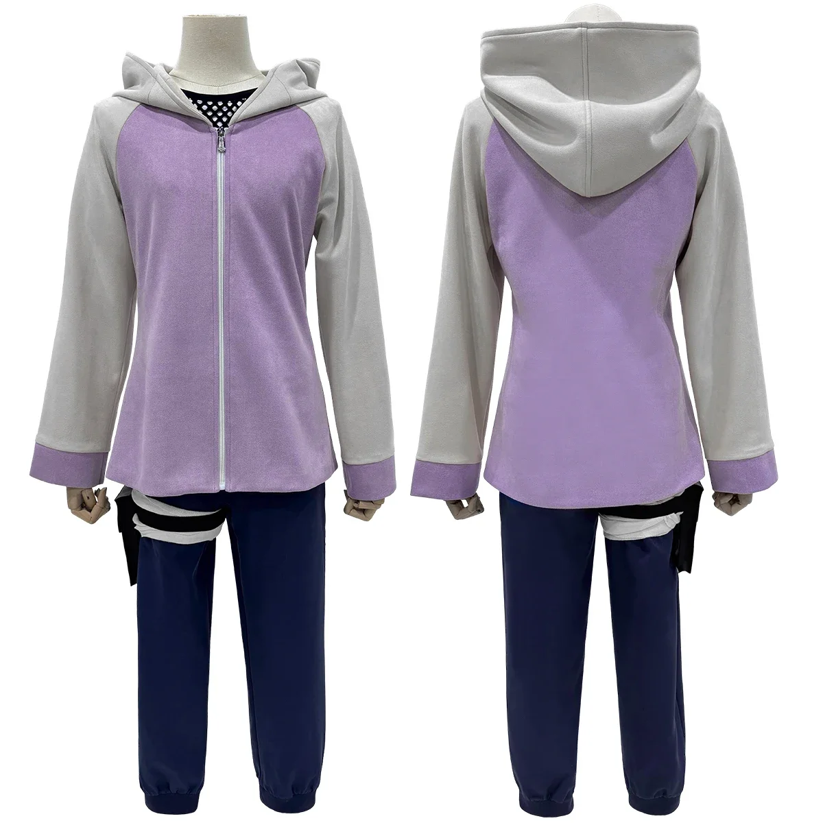 

Cosplay Anime Hyuga Hinata Cosplay Costume Wig Tracksuit Pants Fish Net Top Leg Pouch Cos Convention Daily Wear Gift