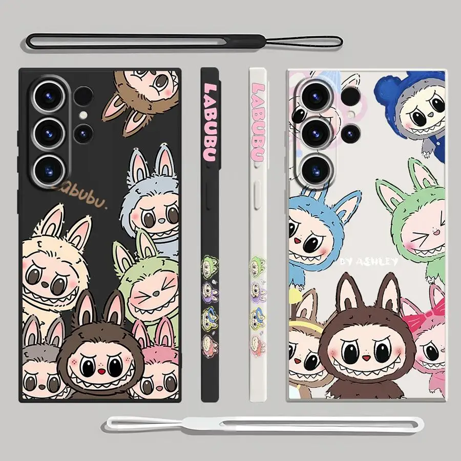 New Kawaii Cute Labubu Phone Case for Samsung Galaxy S24 Ultra S22 S23 Ultra 5G Note 20 S10 S20 FE S21 S25 Plus Soft TPU Cover