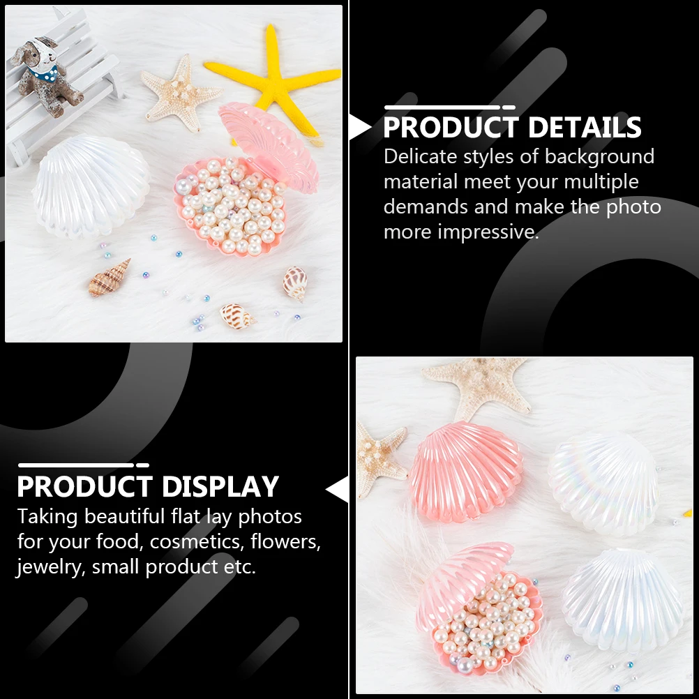 

2pcs Shell Photography Background Props Desktop Decoration Flat Lay Photo Tray Pearl Storage Display Artificial Ornament