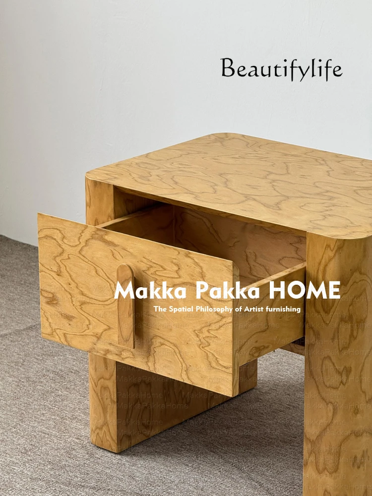 Medieval retro style creative solid wood bedside table home art high-end bedside table storage cabinet