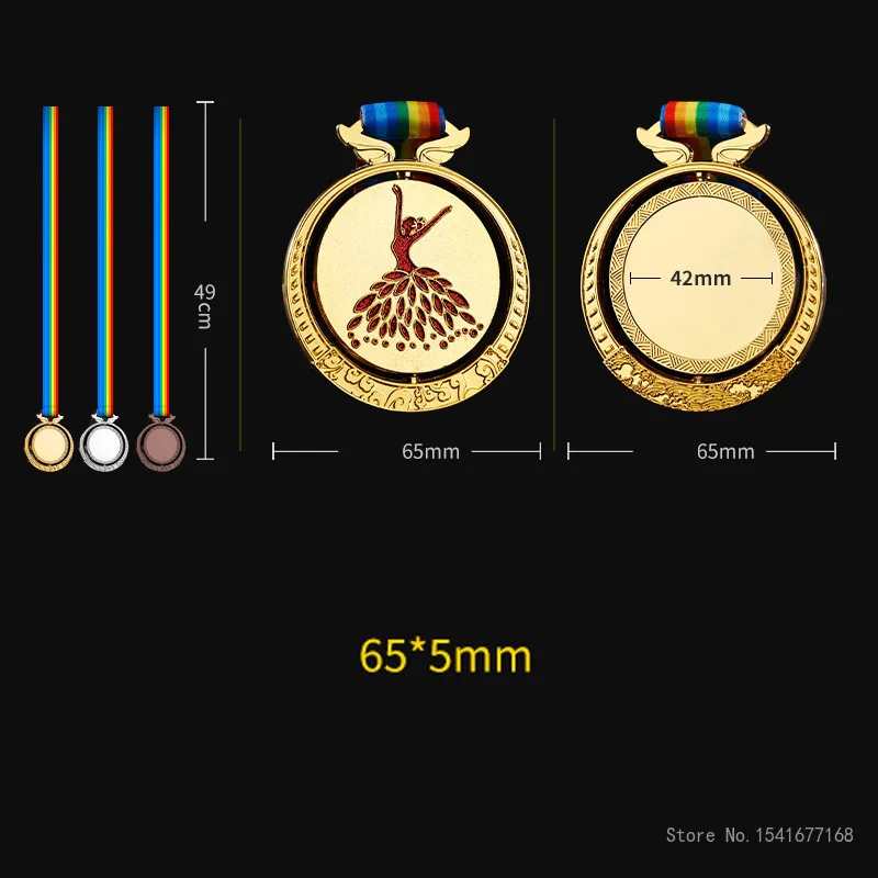 Customizable Logo Metal Dance Medal, Gold Foil, Home Decor, Yoga, Latin, Dancing Ballet, Can Rotate Medals