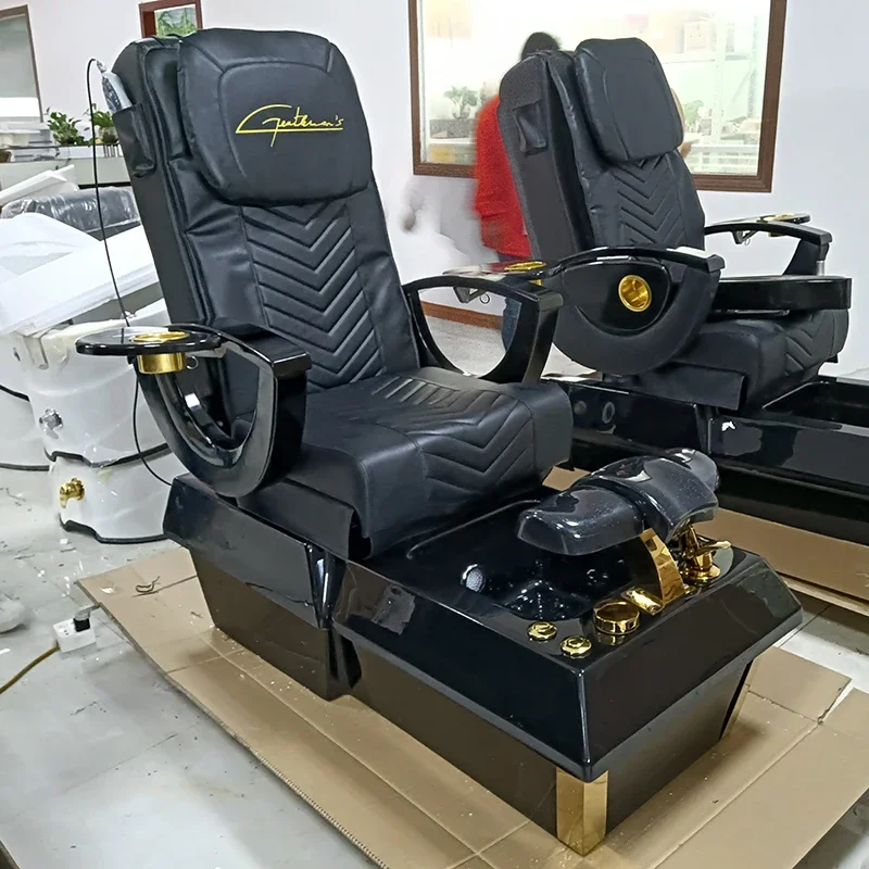 Pedicure Chair,Modern Nails Shop Equipment Beauty Salon Manicure Chair Luxury Black Gold Foot Spa Pedicure Chair With Massage