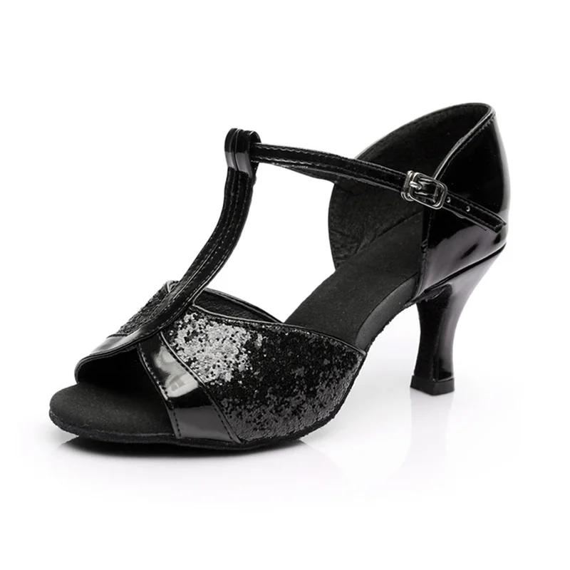 Scarpe da ballo latino per ragazze da 5 cm 7 cm con suola morbida Tacchi alti Scarpe da performance resistenti per bambini Scarpe da ballo con precisione