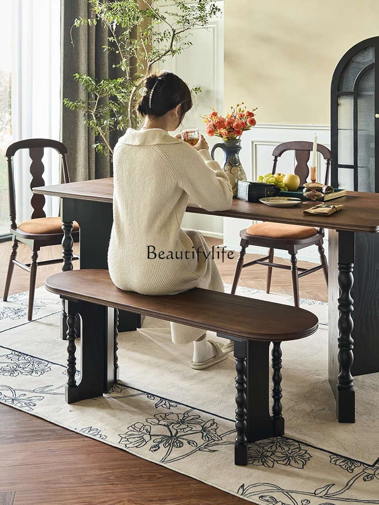 

5French retro solid wood bench dining household bedroom end shoe changing stool