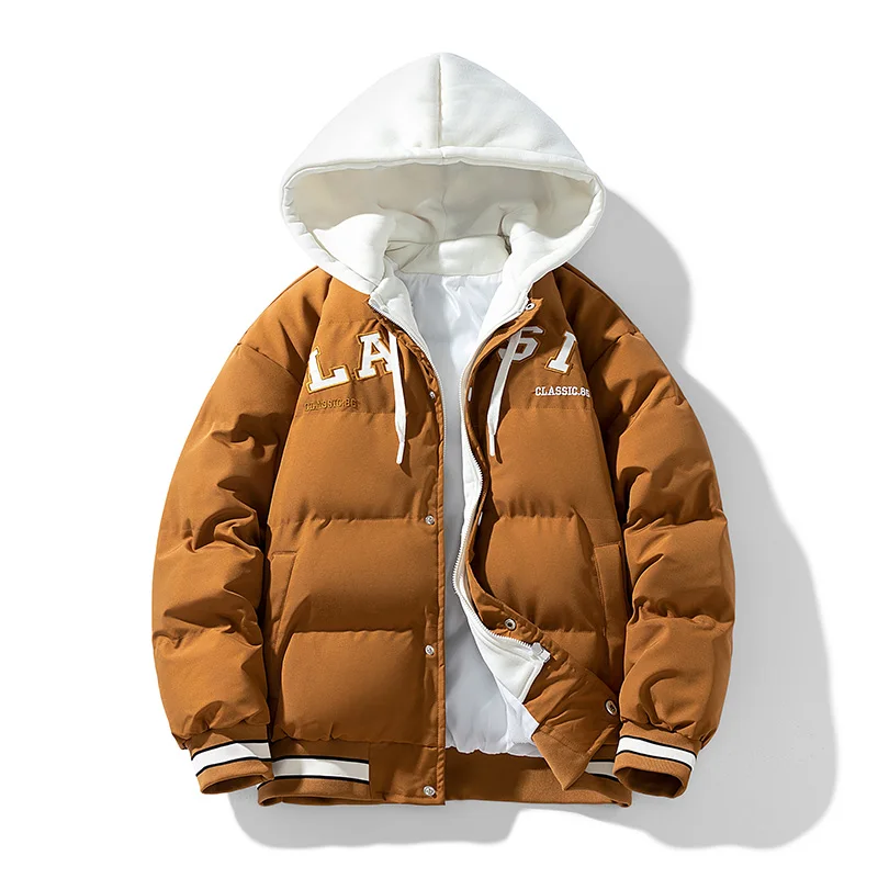 Outdoors Loose Versatile Casual Men Coat Winter Comfortable Fashion Solid Hooded Parka New Keep Warm Thicken Windproof Jacket