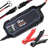 12V 1500mA Automatic Smart Motorcycle Battery Charger Maintainer for Car/RV/ATV/Boat Automatic Battery Trickle Charger with LED