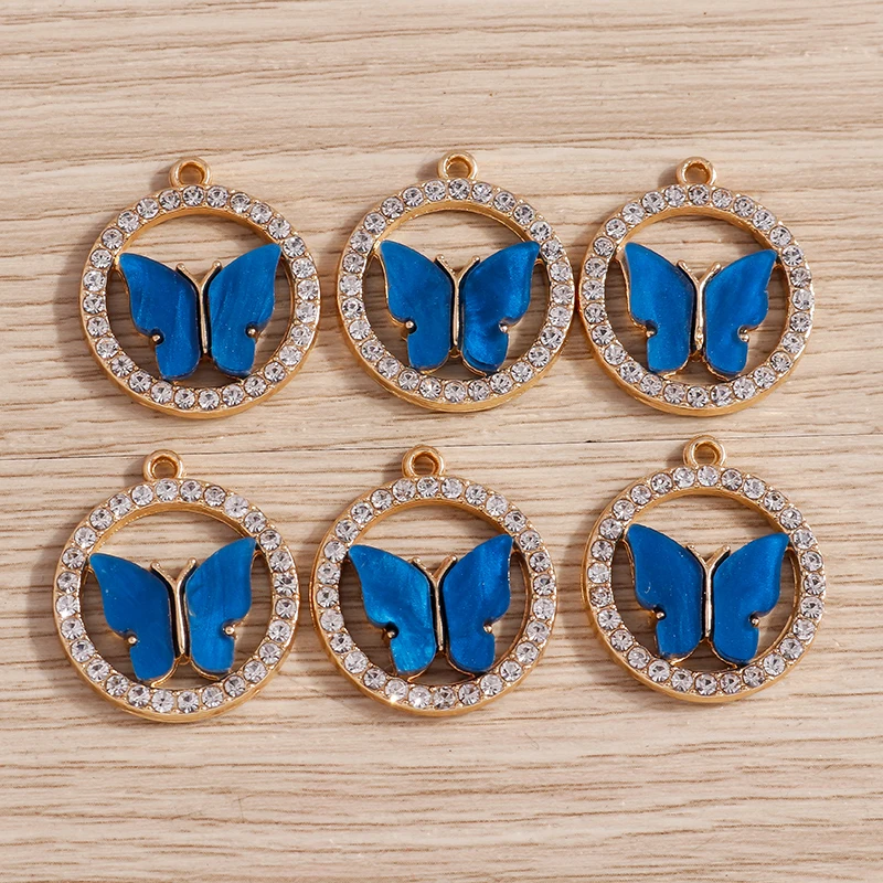 10 Stück 22 x 24 mm niedliche Kristall-Schmetterlings-Anhänger für die Schmuckherstellung, Tropfenohrringe, Halsketten, Armbänder, DIY-Bastelzubehör – Detail 11