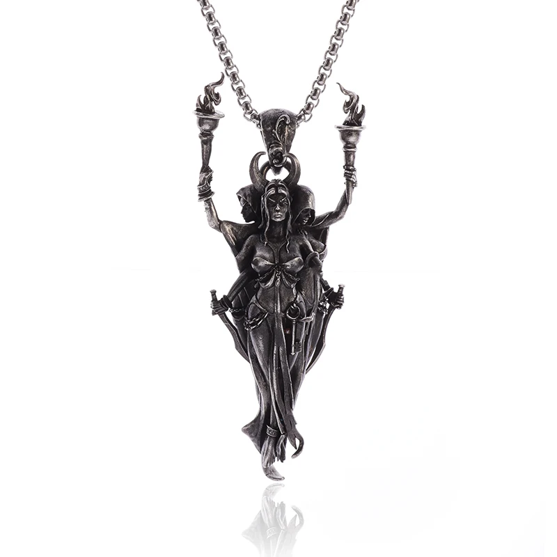 Collana classica con ciondolo personaggio della dea greca Hecate, adatta per uomini e donne, regali personalizzati per gioielli da festa di moda punk