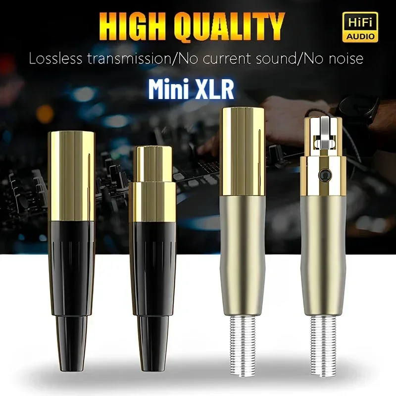 Mini XLR Male(Female) Plug 3-pin(4-pin) XLR Audio Microphone Connector for Customized Professional Equipment Bodypack Earphones