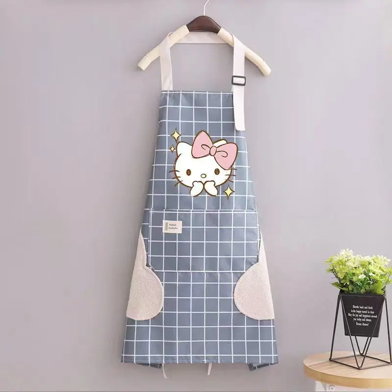 مرحبا كيتي المئزر لطيف الكرتون المئزر سميكة العمل المئزر للماء النفط واقية المئزر قابل للتعديل حزام الكتف هدية عيد الميلاد