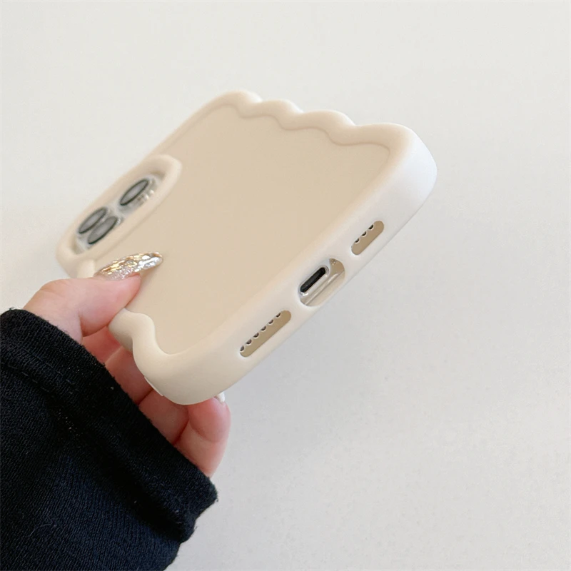 Wave Side Liquid Silicone Phone Case For iPhone 11 12 13 14 15 16 Pro Max Mini Xs X XR 6 6s 7 8 Plus SE Cream Soft Cover Fundas #5