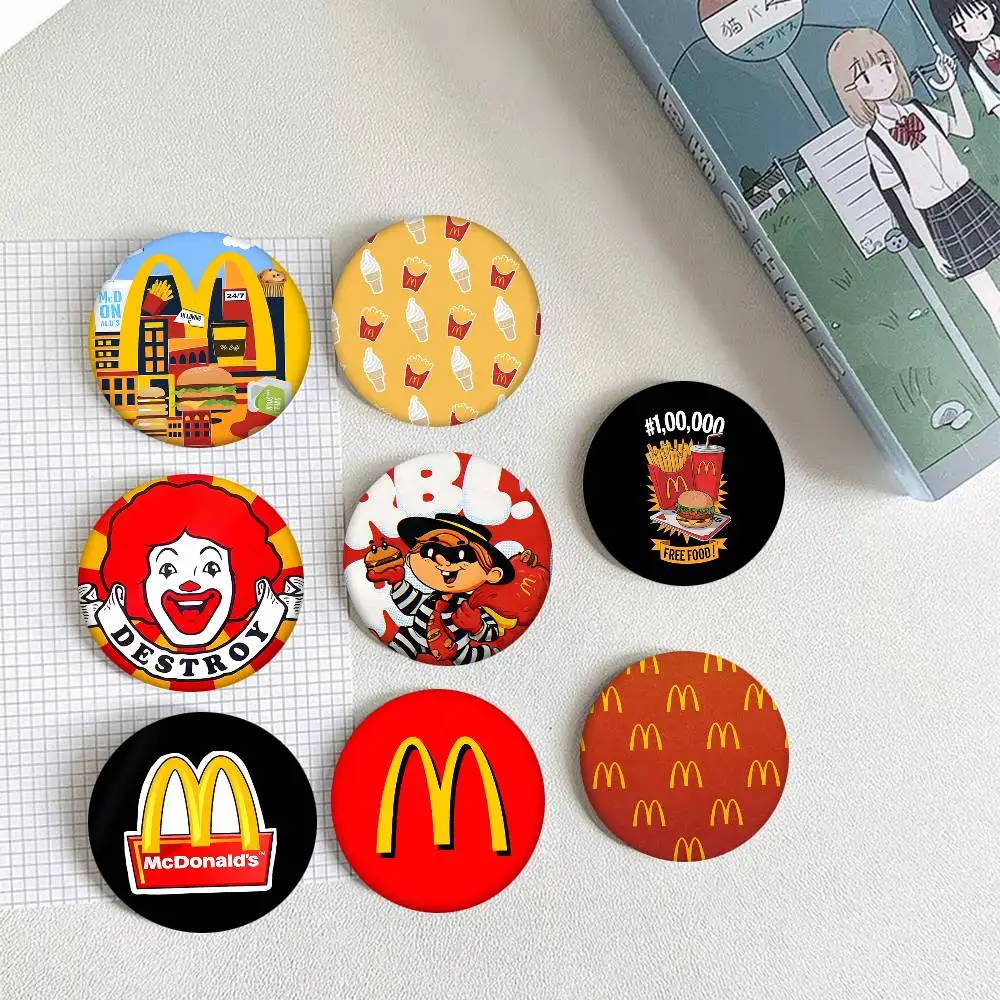 Trendige McDonalds Logo Runde Anstecknadel Kreative Brosche Kleidung Rucksack Accessoires Revers-Pin