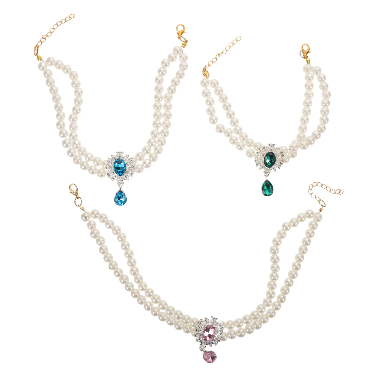 

3Pcs Pet Necklace Sparkling Rhinestone Double Layer Adjustable Collar Jewelry for Cats Small Dogs Puppy Pendant Accessories