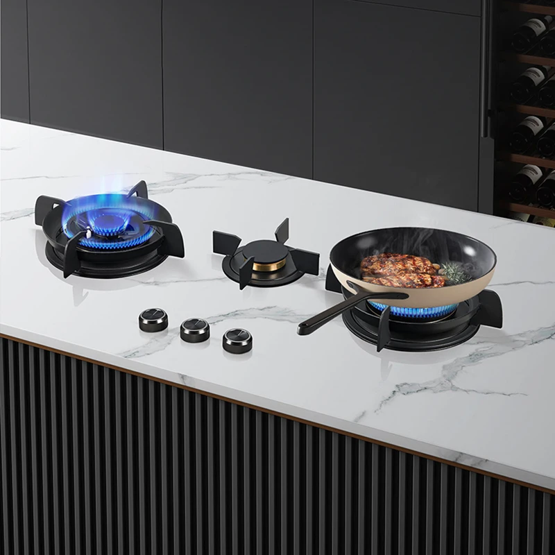 Premium Built-in Cooktop 3-Burner 5.2KW Copper Flame Failure Protection Panel-Ready for Custom Kitchen