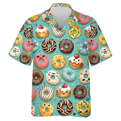 Summer Hawaiian 3D Sweets Cakes Icecream Doughnut Printing Shirts For Men Kid Funny Streetwear Shirts & Blouses Cute Y2k Clothes