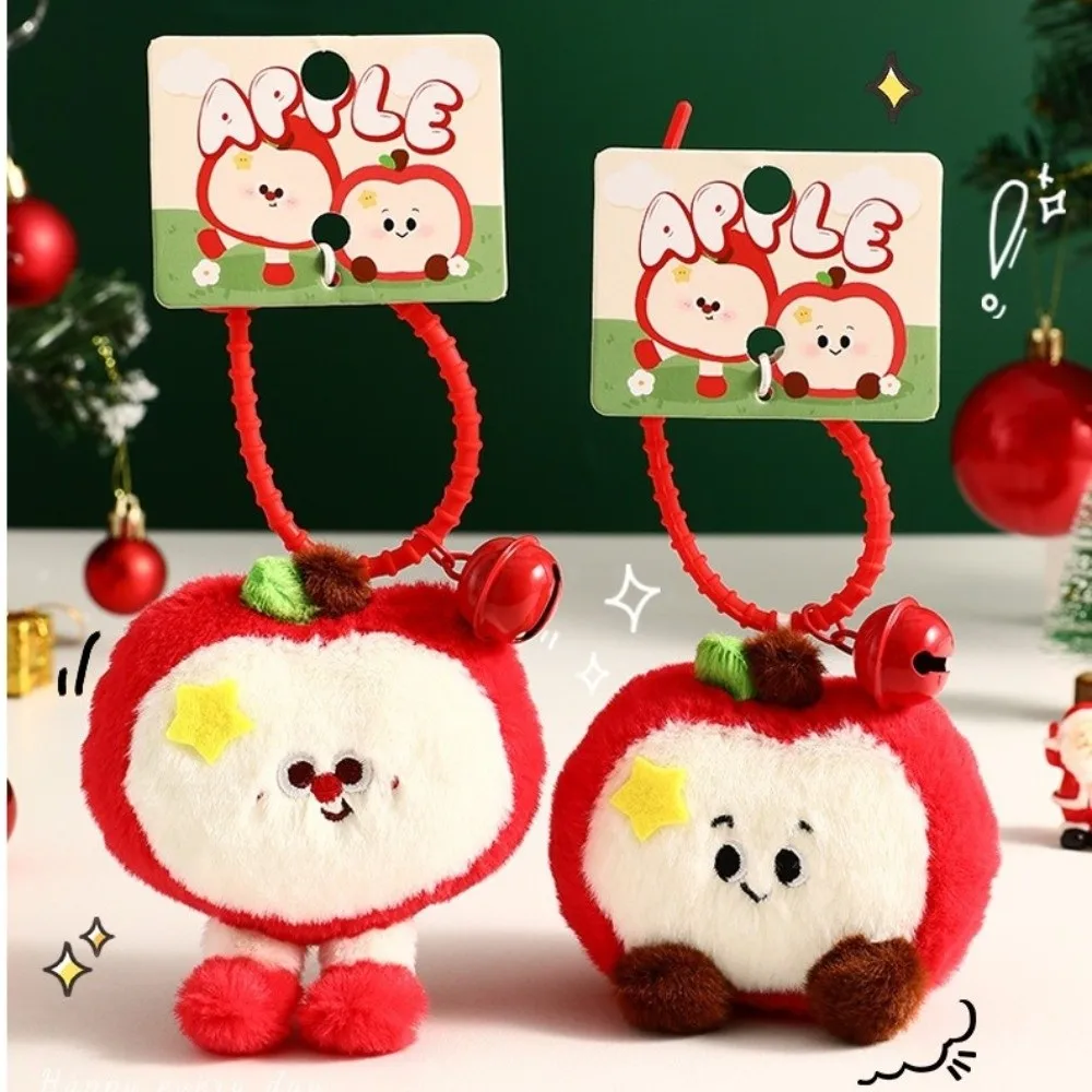 

Creative Cartoon Christmas Fruit Keychain Bell Soft Bag Pendant Xmas Gift Plush Stuffed Toy Keyring