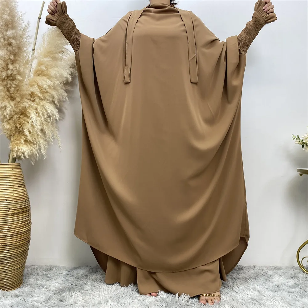 Muslim Women Fashion Set Two-piece robe Long sleeve Islamic Clothing Dubai Saudi Turkey solid color elegant dress