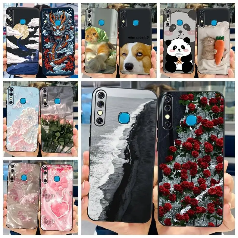 For Infinix Hot 8 2019 Case Cute Panda Butterfly Soft TPU Phone Case For Infinix Hot 8 Hot8 Back Cover X650C  X650B Coque Bumper