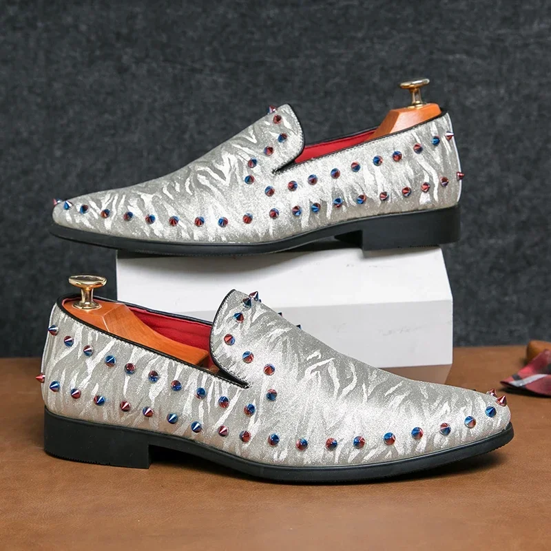 

Fashion Men Rhinestones Club Wedding Loafers Moccasins Men's Casual Shoes Suede Leather Mens Light Comfortable Driving Flats