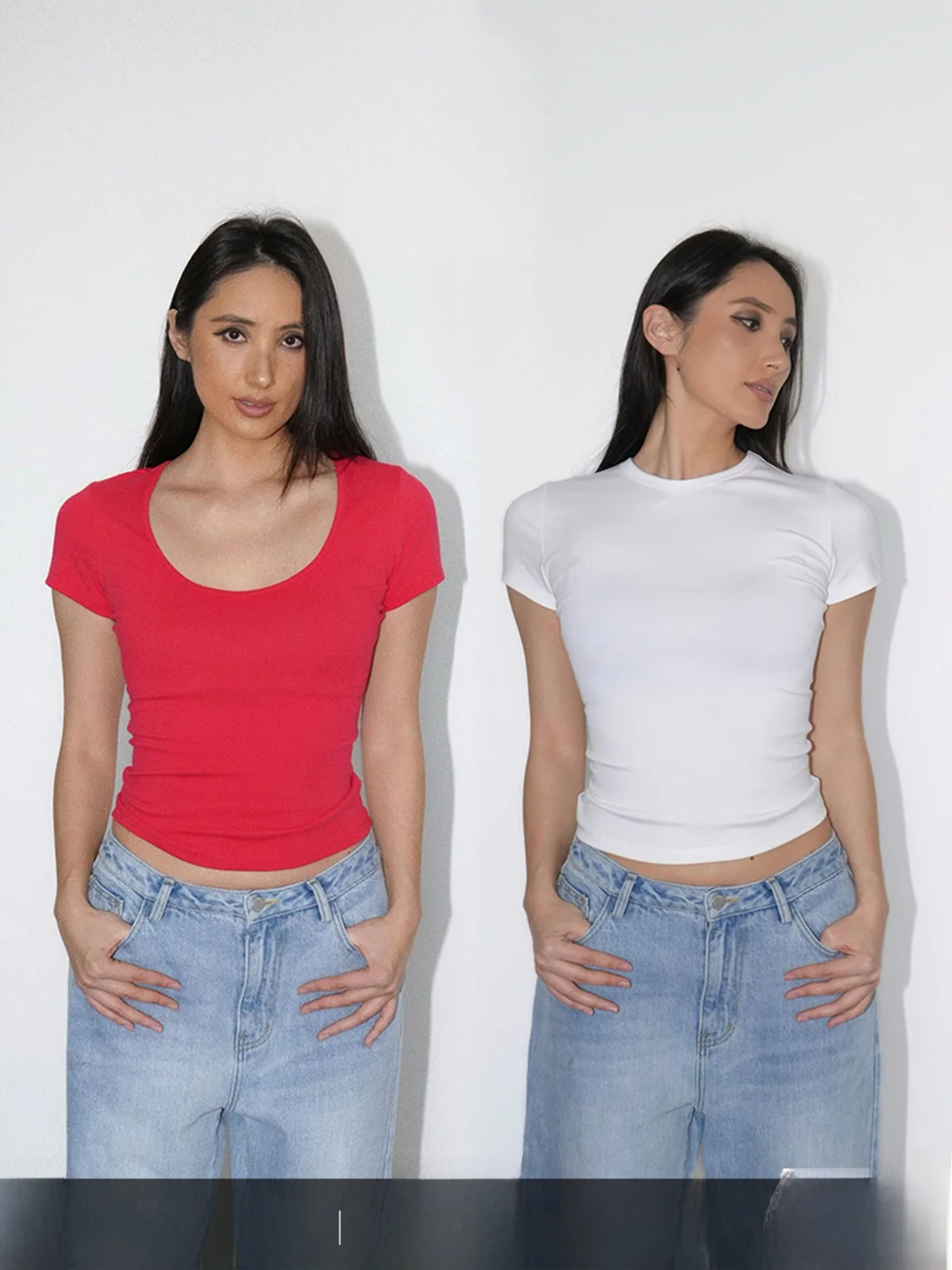 

WellD Recommended Sto up Item Slim Fit ort Sve T-irt Women's Simple Versatile Bodycon oulder T-irt Street Sle ...