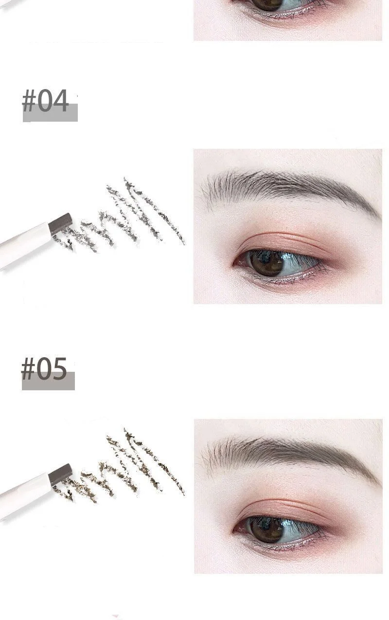 Thin-Head Double-Ended Eyebrow Pencil – Waterproof, Long-Lasting, Auto-Rotate, Brush Tip, Contour, Natural, Certified, Unisex