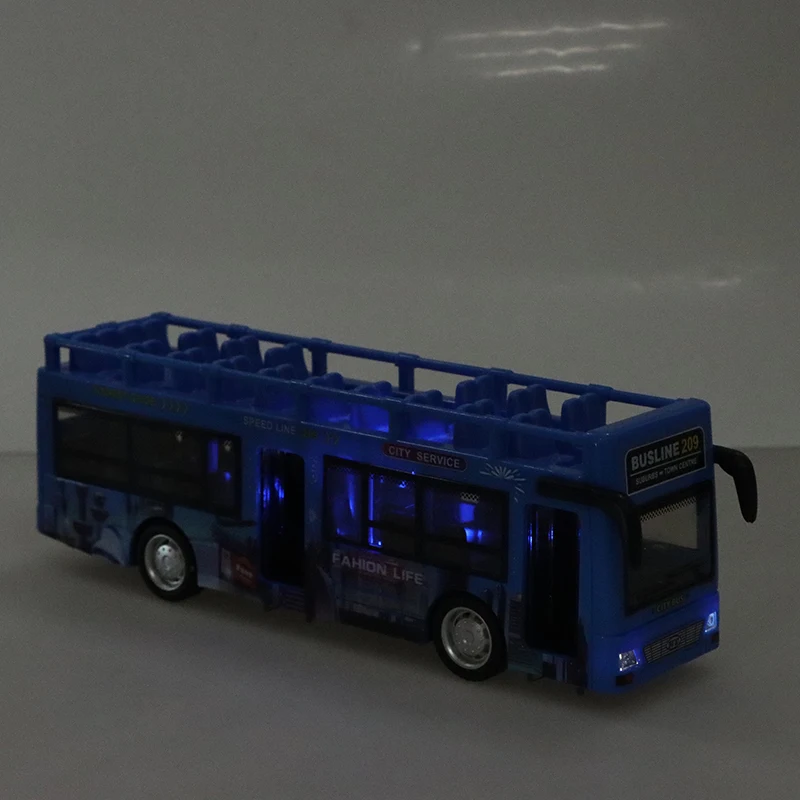 Modèle de voiture jouet de Simulation moulé sous pression, Bus rétractable, voiture à inertie, Tour de ville, modèle de voiture Double Bus, jouets cadeaux pour enfants