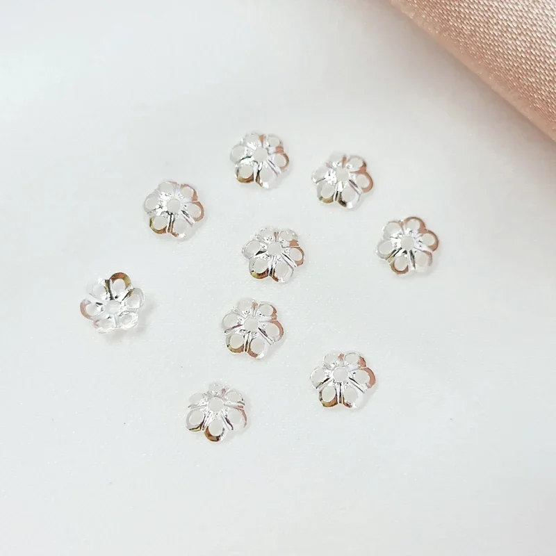Copper-plated Thick Silver, Zircon Inlaid, Lace Hollowed-out Pattern Bead Pad, DIY Bracelet Spacer Accessory