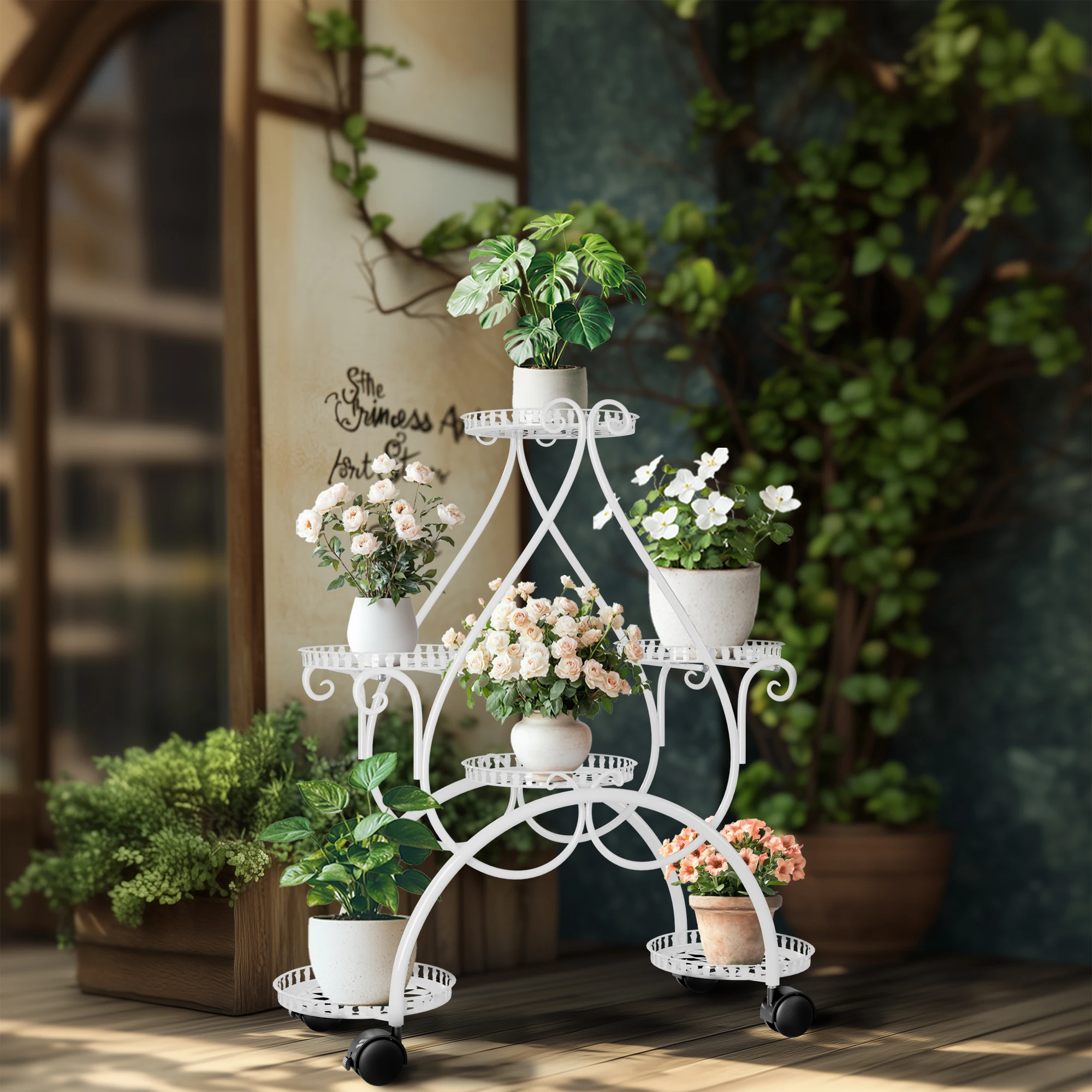 5 Tier Metal Plant Stands Indoor Outdoor Tiered Corner Tall Plant Shelf for Multiple Plants, Modern Flower Shelf Holder