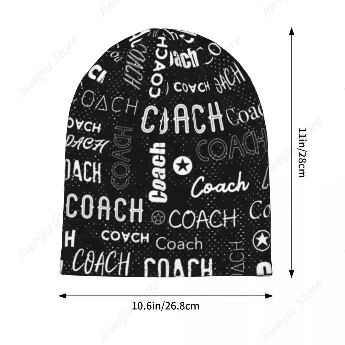 Coach On Black Warm Knitted Cap Hip Hop Bonnet Hat Autumn Winter Outdoor Beanies Hats for Men Women Adult